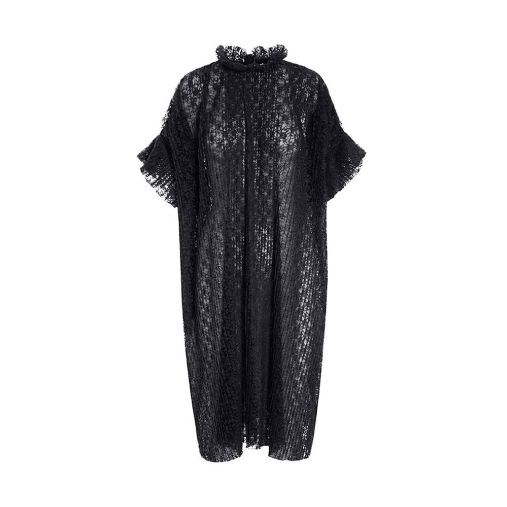 Bitte Kai Rand Peplum Short Sleeve Black Lace Overlay Dress Size: 3 (XL) - Picture 3 of 10